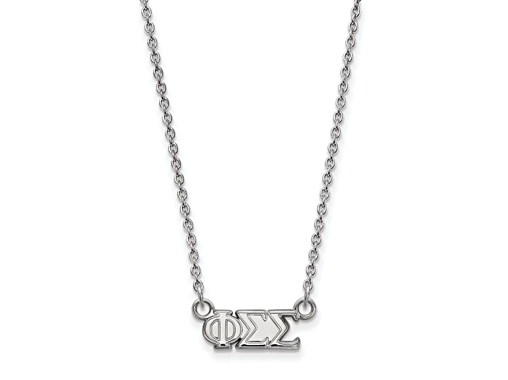 Rhodium Over Sterling Silver LogoArt Phi Sigma Sigma Extra Small Pendant Necklace