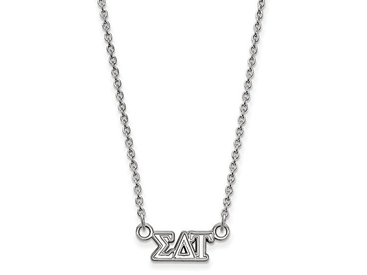 Rhodium Over Sterling Silver LogoArt Sigma Delta Tau Extra Small Pendant Necklace