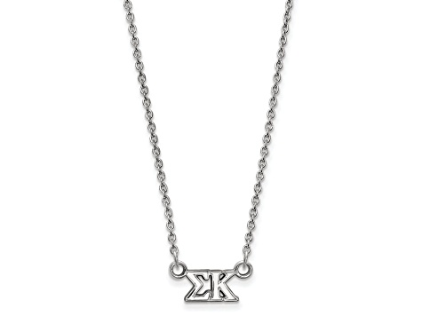 Rhodium Over Sterling Silver LogoArt Sigma Kappa Extra Small Pendant Necklace