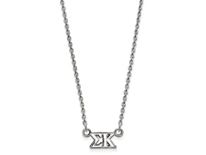 Rhodium Over Sterling Silver LogoArt Sigma Kappa Extra Small Pendant Necklace