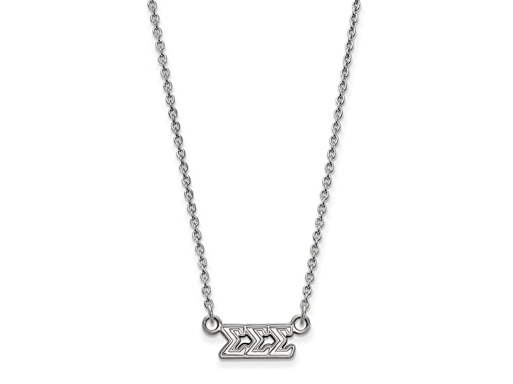 Rhodium Over Sterling Silver LogoArt Sigma Sigma Sigma Extra Small Pendant Necklace