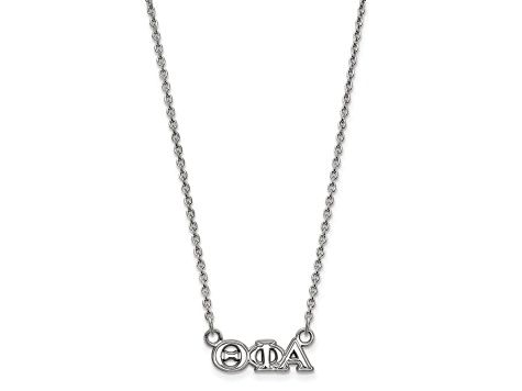 Rhodium Over Sterling Silver LogoArt Theta Phi Alpha Extra Small Pendant Necklace