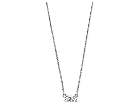 Rhodium Over Sterling Silver LogoArt Zeta Tau Alpha Extra Small Pendant Necklace