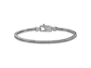 Rhodium Over Sterling Silver Polished 3.0mm Franco 8 Inch Chain Bracelet