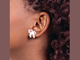 Rhodium Over Sterling Silver Multicolor Enamel Unicorn Childs Post Earrings