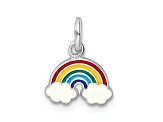 Rhodium Over Sterling Silver Polished and Enameled Rainbow Children's Pendant