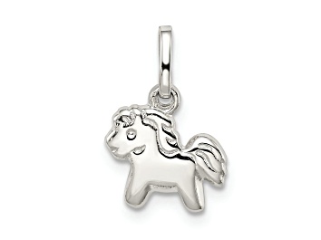 Picture of Rhodium Over Sterling Silver Polished Pony Children's Pendant