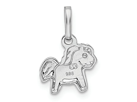 Rhodium Over Sterling Silver Polished Pony Children's Pendant