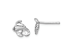 Rhodium Over Sterling Silver Polished Cownose Stingray Post Earrings