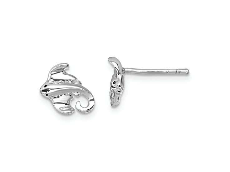 Rhodium Over Sterling Silver Polished Cownose Stingray Post Earrings