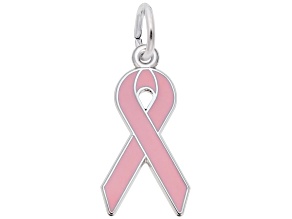 Silver Ribbon W/ Pink Paint Charm