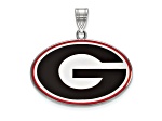 Rhodium Over Sterling Silver LogoArt University of Georgia Large Enamel Pendant
