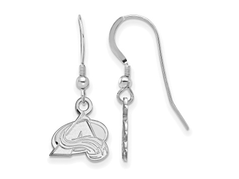 Rhodium Over Sterling Silver NHL Colorado Avalanche LogoArt Dangle Earrings