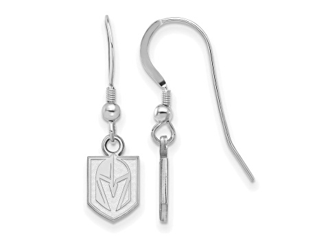 Rhodium Over Sterling Silver NHL Vegas Golden Knights LogoArt Dangle Earrings