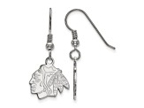 Rhodium Over Sterling Silver NHL Chicago BlackhawksLogoArt Dangle Earrings