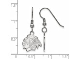 Rhodium Over Sterling Silver NHL Chicago BlackhawksLogoArt Dangle Earrings