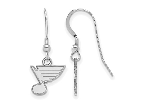Rhodium Over Sterling Silver NHL St. Louis Blues LogoArt Dangle Earrings