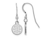 Rhodium Over Sterling Silver NHL Boston Bruins LogoArt Dangle Earrings