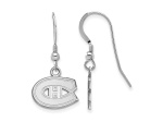 Rhodium Over Sterling Silver NHL Montreal Canadiens LogoArt Dangle Earrings
