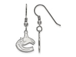 Rhodium Over Sterling Silver NHL Vancouver Canucks LogoArt Dangle Earrings