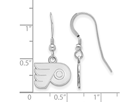 Rhodium Over Sterling Silver NHL Philadelphia Flyers LogoArt Dangle Earrings