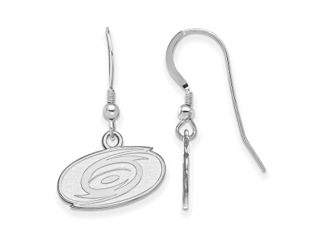 Rhodium Over Sterling Silver NHL Carolina Hurricanes LogoArt Dangle Earrings