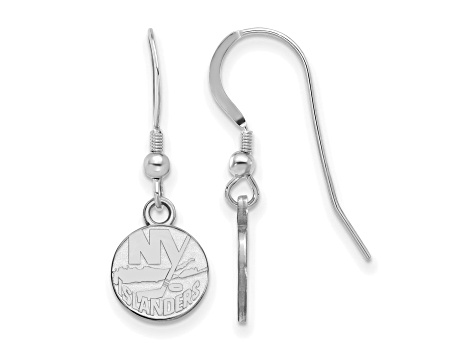 Rhodium Over Sterling Silver NHL New York Islanders LogoArt Dangle Earrings