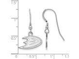 Rhodium Over Sterling Silver NHL Anaheim Ducks LogoArt Dangle Earrings