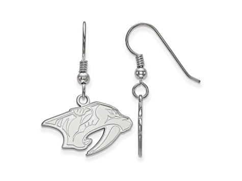 Rhodium Over Sterling Silver NHL Nashville Predators LogoArt Dangle Earrings