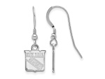 Rhodium Over Sterling Silver NHL New York Rangers LogoArt Dangle Earrings