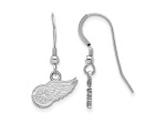 Rhodium Over Sterling Silver NHL Detroit Red Wings LogoArt Dangle Earrings