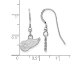 Rhodium Over Sterling Silver NHL Detroit Red Wings LogoArt Dangle Earrings