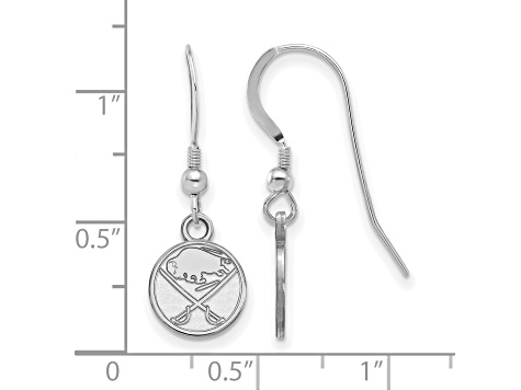 Rhodium Over Sterling Silver NHL Buffalo Sabres LogoArt Dangle Earrings