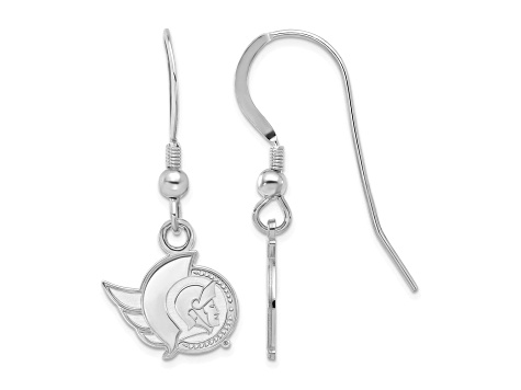 Rhodium Over Sterling Silver NHL Ottawa Senators LogoArt Dangle Earrings