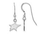 Rhodium Over Sterling Silver NHL Dallas Stars LogoArt Dangle Earrings