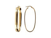 18K Yellow Gold Over Sterling Silver Elongated Oval 2" Hoop Earrings