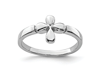 Picture of Rhodium Over Sterling Silver Child's Polished Cross Ring