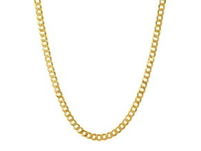 Unisex 14K Yellow Gold Over Sterling Silver Diamond Cut Curb Link Chain Necklace