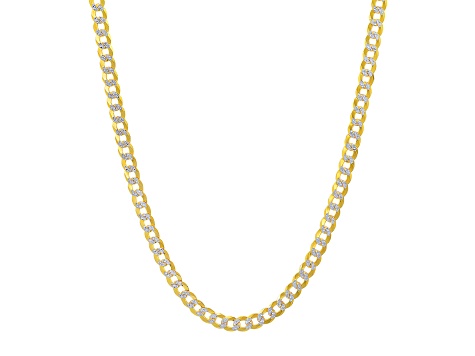 14K Gold Over Sterling Silver Two-tone Diamond Cut Curb Link Necklace