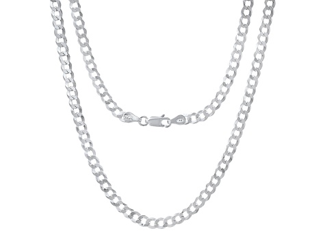 Sterling Silver Unisex Diamond Cut Curb Link Chain