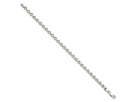Sterling Silver 4mm Diamond-cut Rolo Chain Bracelet