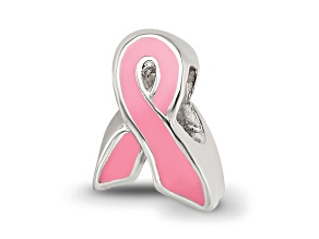 Sterling Silver Enameled Breast Cancer Awareness Bead
