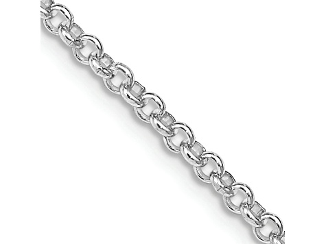 Rhodium Over Sterling Silver 2.5mm Rolo Chain