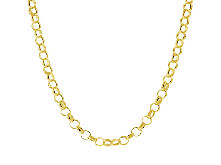 14K Yellow Gold Over Sterling Silver Rolo Chain Necklace Size - 22 Inches