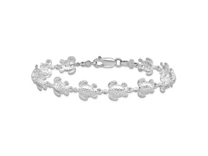 Rhodium Over Sterling Silver Polished Sea Turtle Bracelet