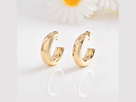 18K Vermeil Gold Over Silver Open Chunky Hoop Earrings For Gf