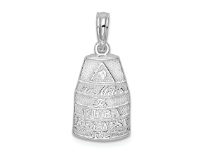 Rhodium Over Sterling Silver Polished Small Key West USA Pendant