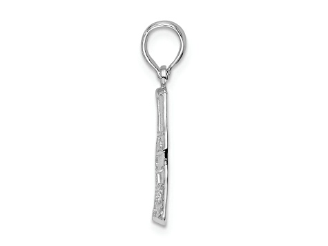 Rhodium Over Sterling Silver Polished Small Key West USA Pendant