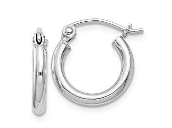 Picture of Sterling Silver Rhodium-plated 2mm Round Hoop Earrings
