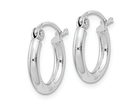 Sterling Silver Rhodium-plated 2mm Round Hoop Earrings - 16C54A | JTV.com